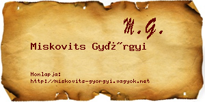 Miskovits Györgyi névjegykártya